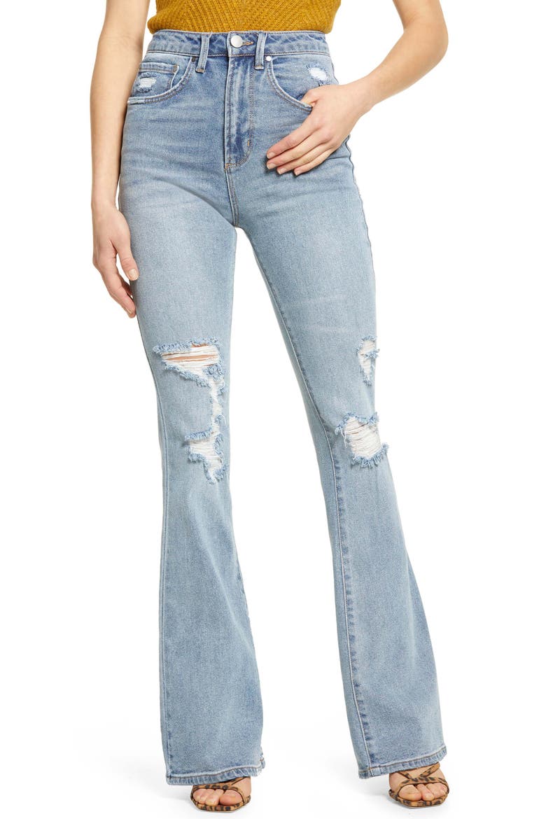 Kayne Distressed Flare Jeans, Main, color, LIGHT SUNLAND WASH