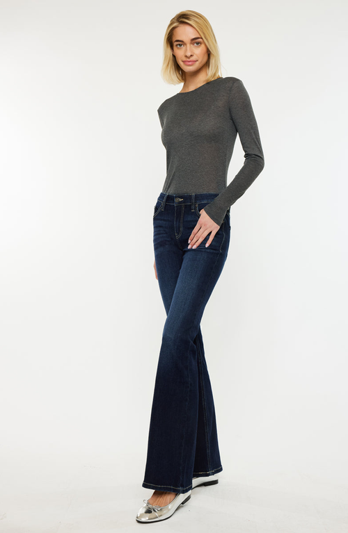 Kancan Samuel Mid Rise Flare Jeans In Blue