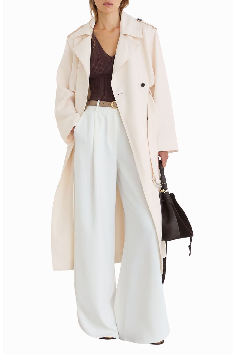Charli Linen Blend Trench Coat, Main, color, WHITE