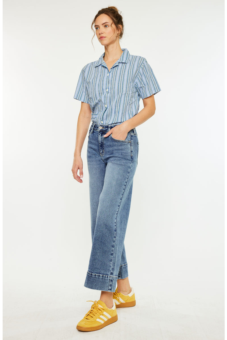 Nessa High Rise Crop Wide Leg Jeans, Alternate, color, Dark Wash