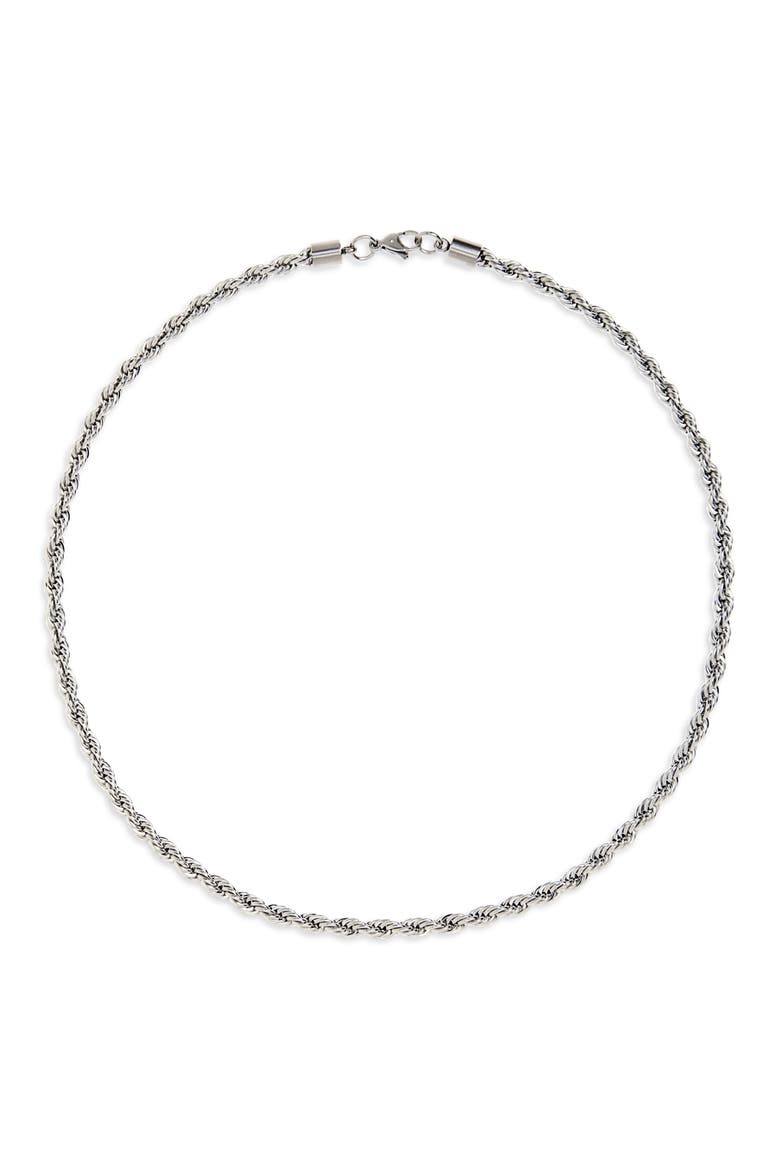 Men's Waterproof Twisted Rope Chain Necklace, Alternate, color, STAINLESS