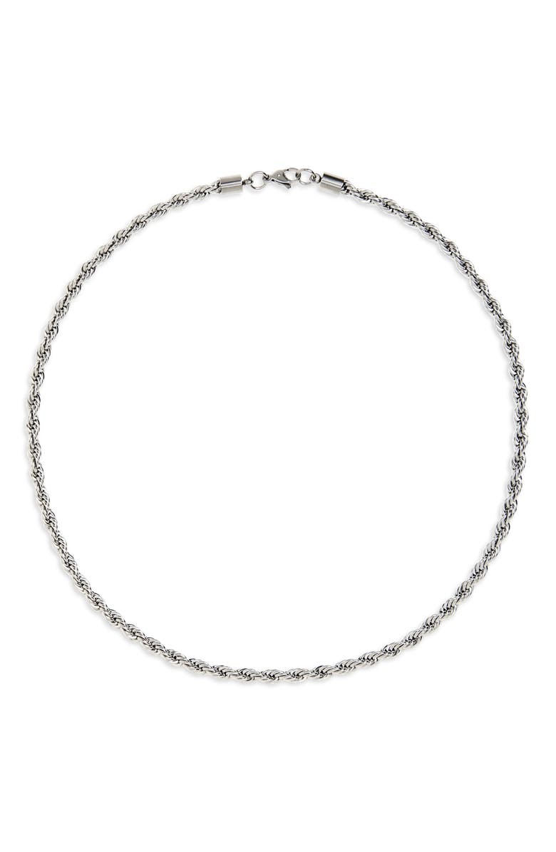 NORDSTROM RACK Men's Waterproof Twisted Rope Chain Necklace, Alternate, color,