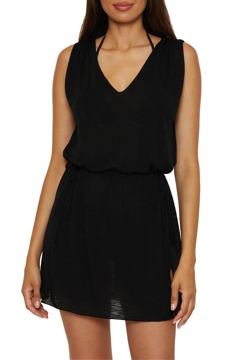 BCA by Rebecca Virtue Holly Slub Cover-Up Dress, Main, color, Black