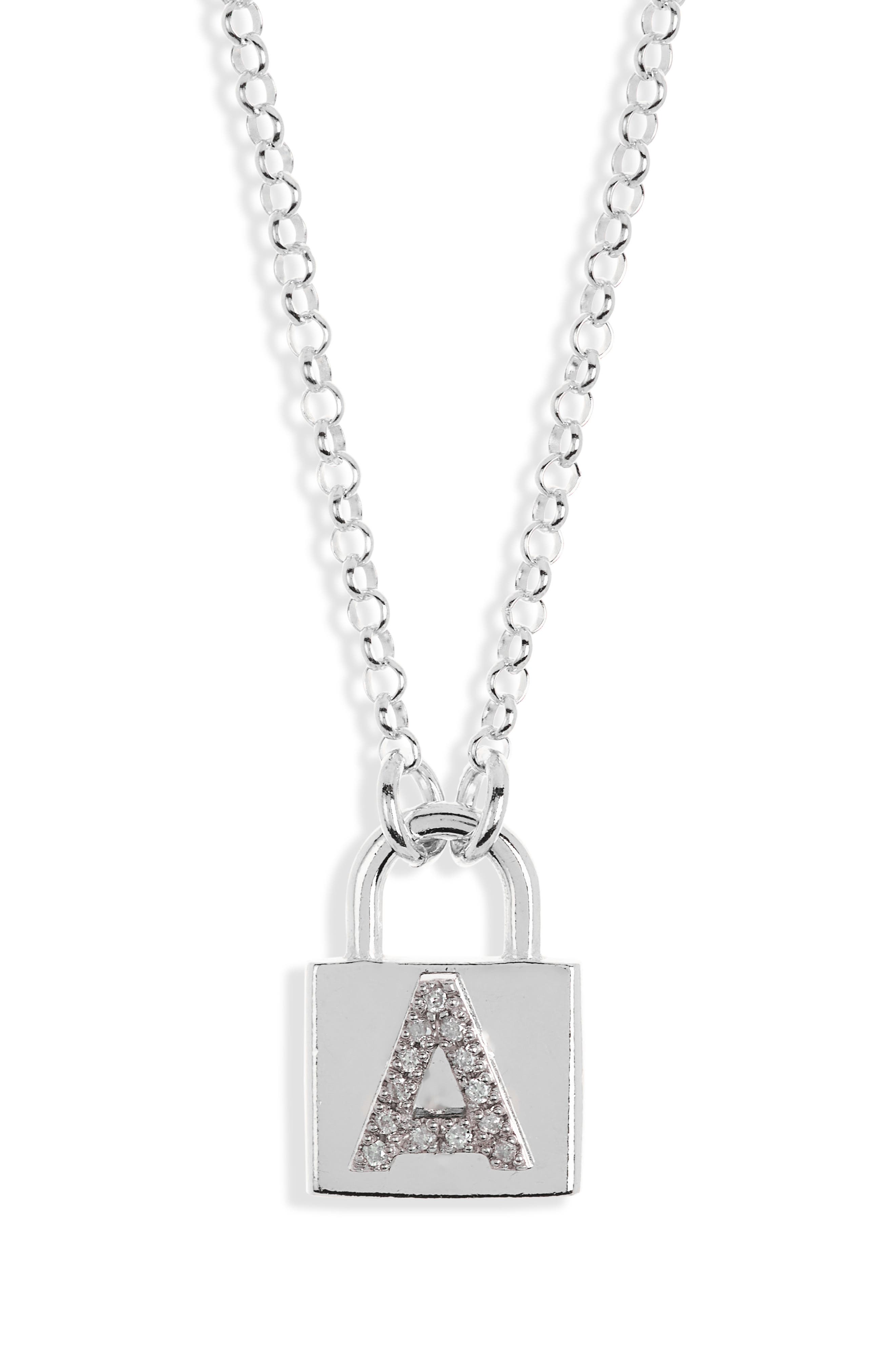 MESHMERISE Diamond Padlock Initial Pendant Necklace - 0.12ct.