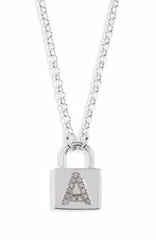 MESHMERISE Diamond Padlock Initial Pendant Necklace - 0.12ct.
