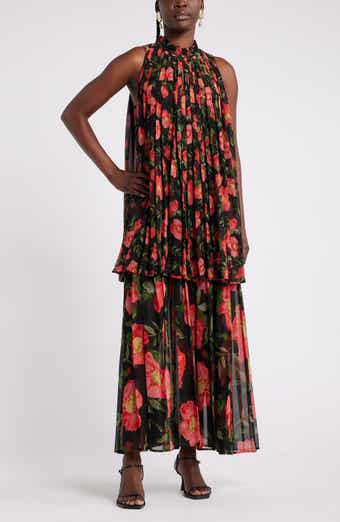 Nordstrom x Harlem's Fashion Row Harbison Floral Long Sleeve Pleat Maxi Dress