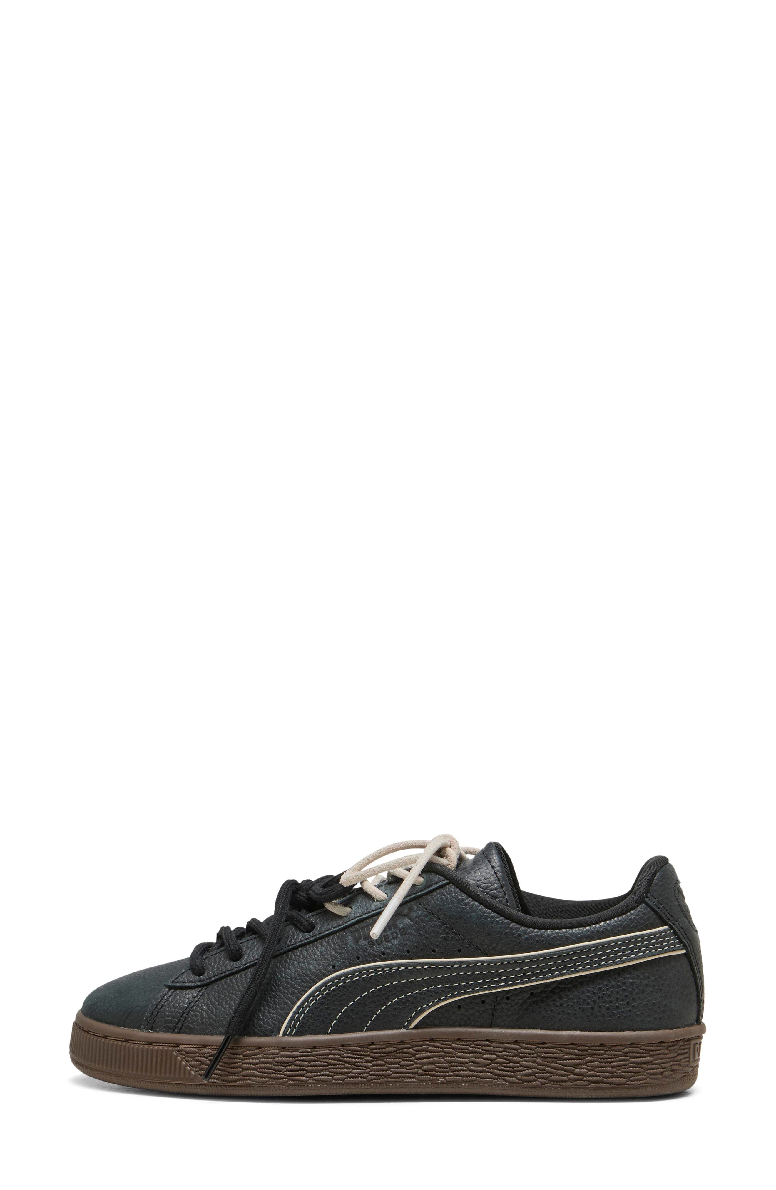 Suede Bloom Dress-Up Leather Sneaker, Alternate, color, PUMA BLACK/ CHOCOLATE