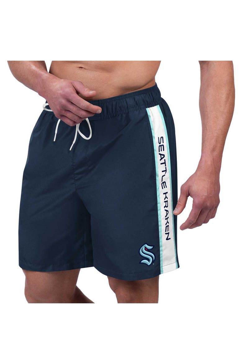 Men's G-III Sports by Carl Banks Deep Sea Blue Seattle Kraken Streamline Volley Swim Trunks, Main, color, Navy