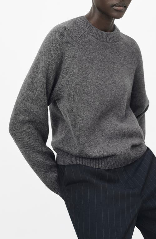 Mango Crewneck Raglan Sleeve Sweater In Gray