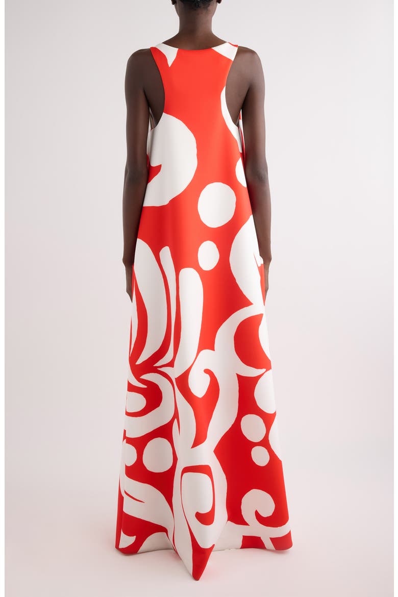 Drazero Giant Swirl Print Scuba Knit Trapeze Dress, Alternate, color, RED