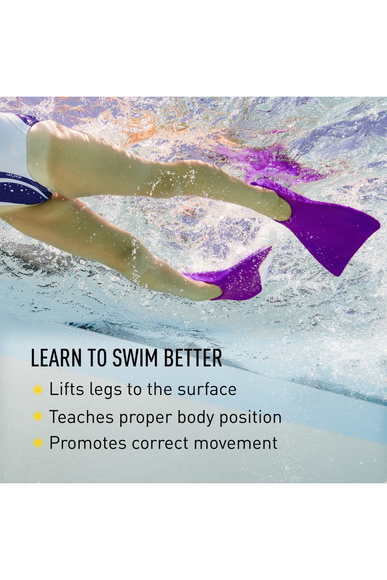 Booster Swim Fins for Kids Floating Rubber Fins Teaches Kick Technique Open Toe Design Comfortable Fit, Alternate, color, Purple