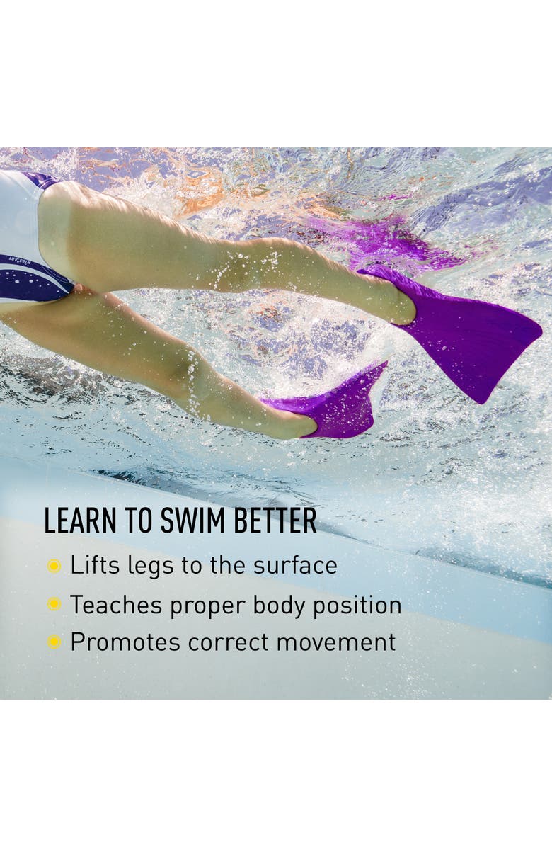 FINIS Booster Swim Fins for Kids Floating Rubber Fins Teaches Kick Technique Open Toe Design Comfortable Fit, Alternate, color, Purple