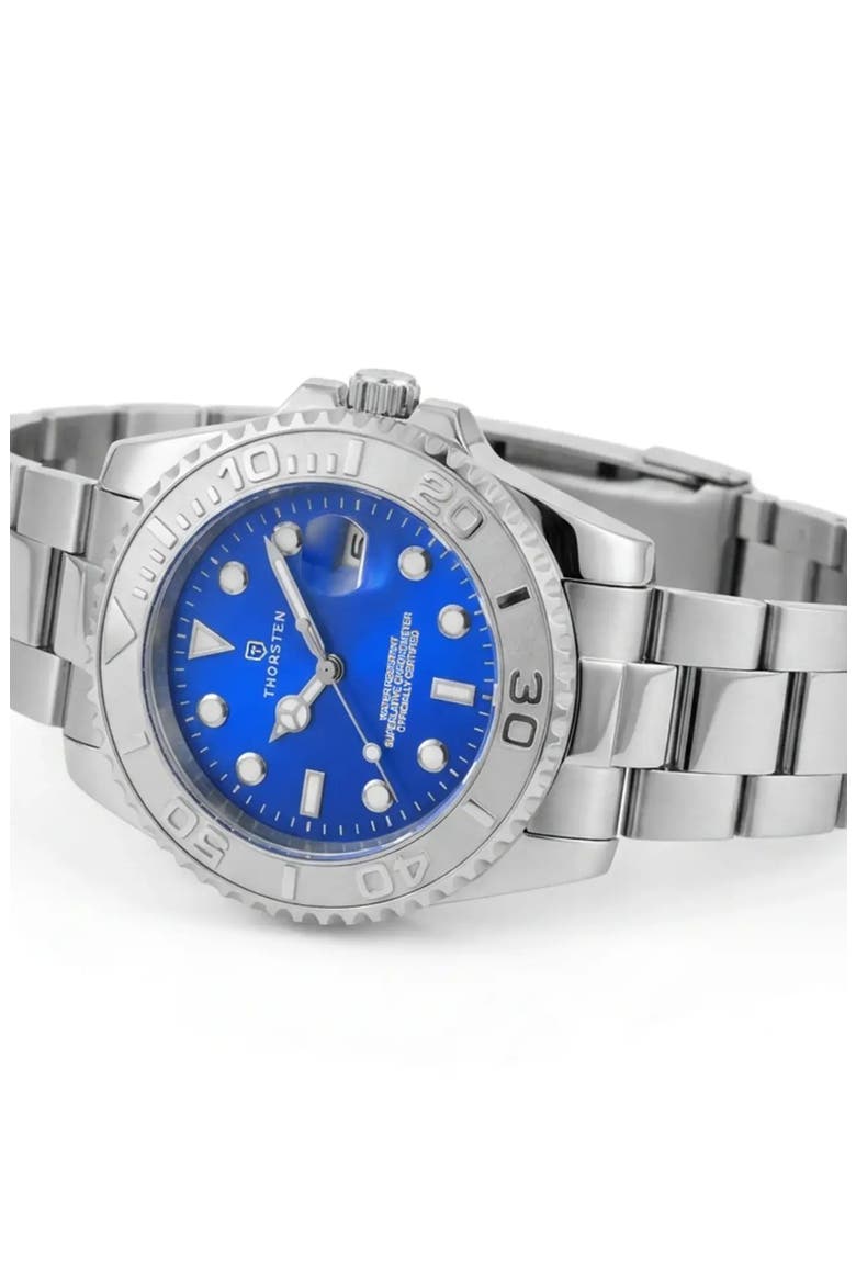 AZOR Silver Band Watch, Alternate, color, Blue Dial