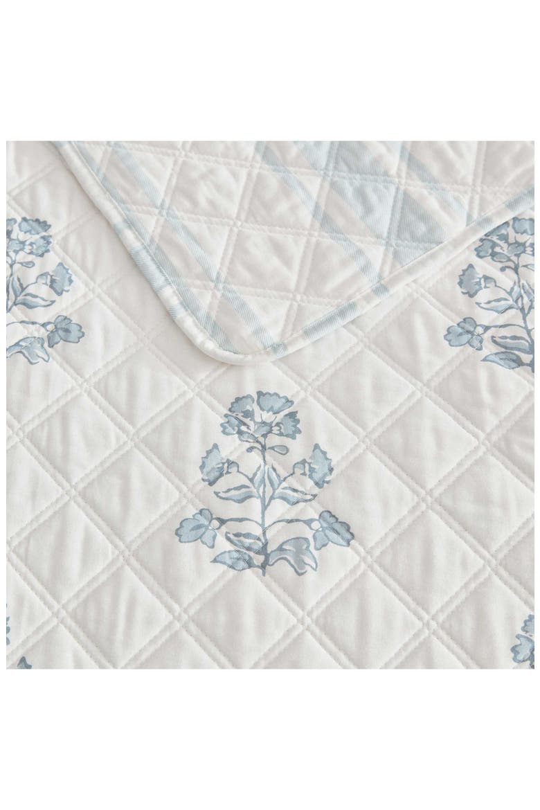 Flower Block Printed Cotton Quilt Set, Alternate, color, WINTER BLUE
