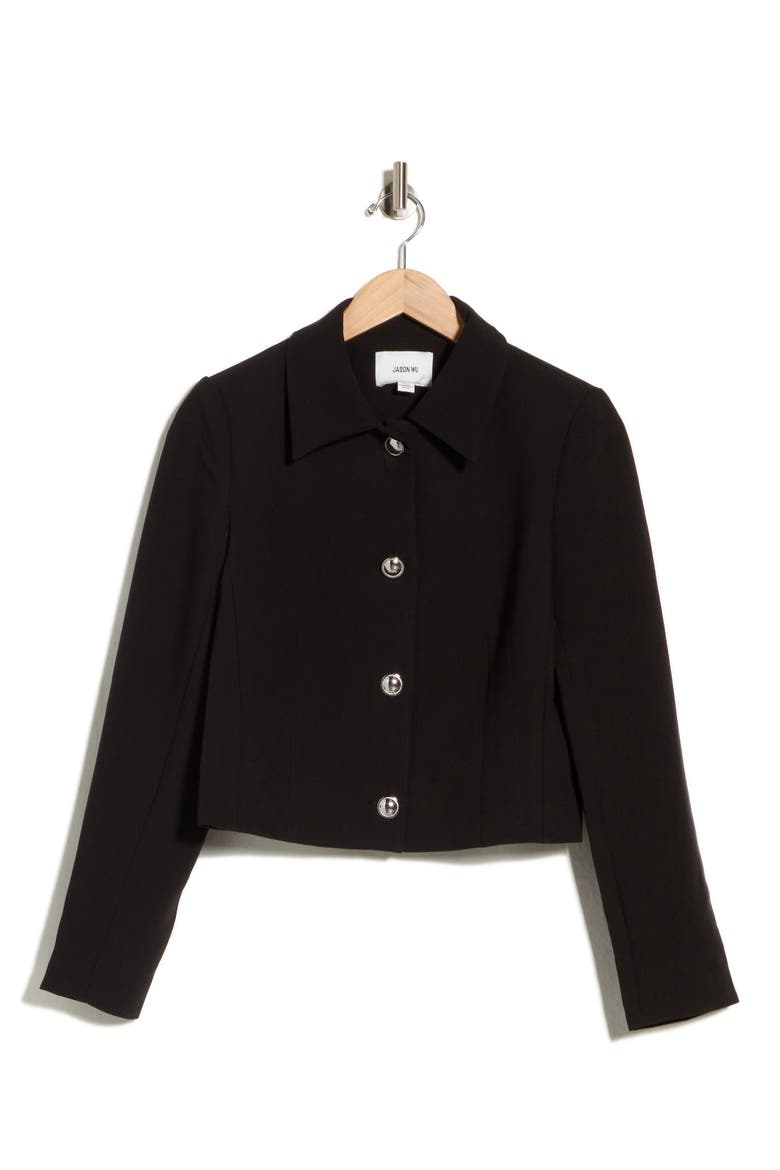 Buttoned Cropped Jacket, Main, color, BLACK