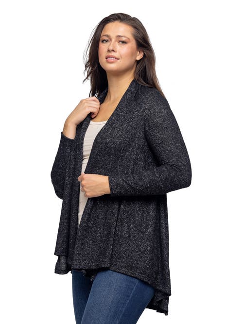 24seven Comfort Apparel Open Front Long Sleeve High Low Cozy Cardigan In Blue