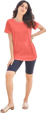 Roaman's Plus Size Cotton Ultimate Crewneck Tee