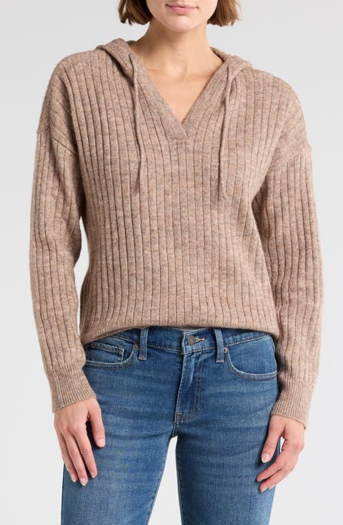 Hooded Ribbed Sweater