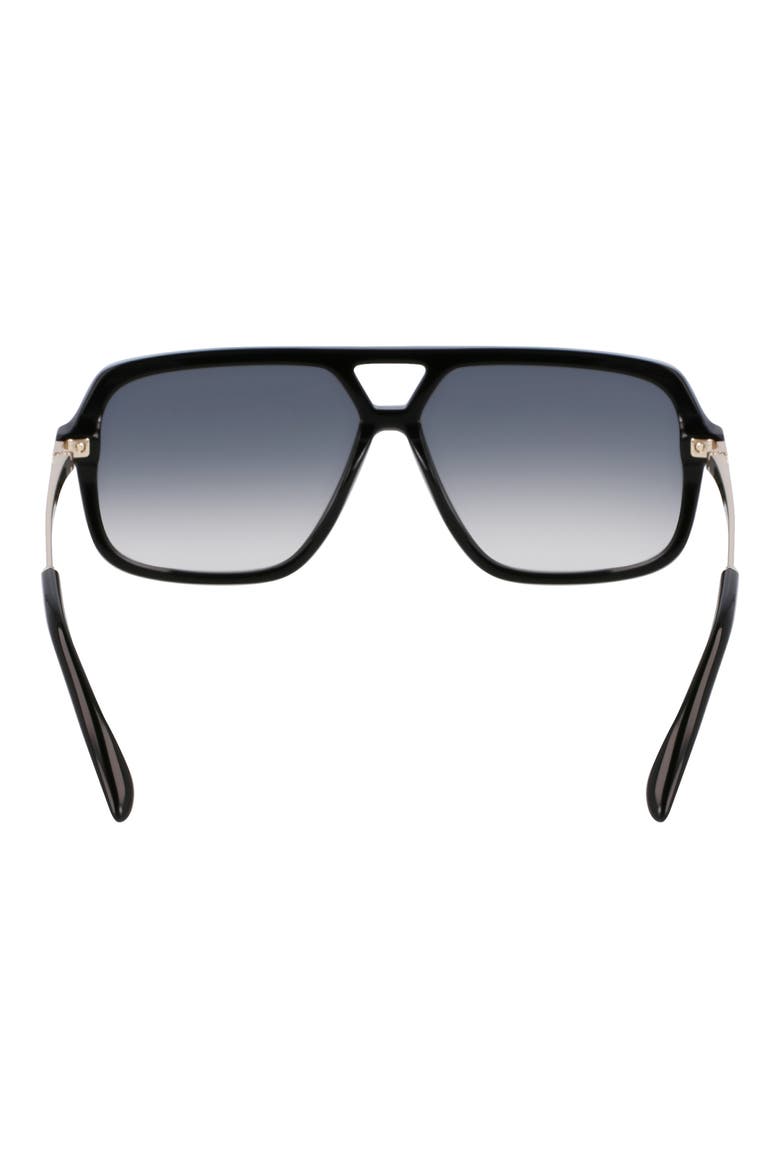 V Line 58mm Navigator Sunglasses, Alternate, color, BLACK
