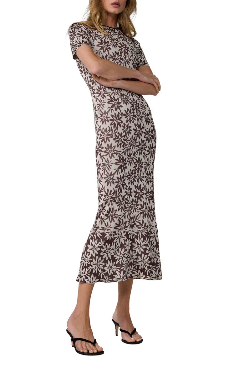 Rhona Floral Midi Dress, Alternate, color, THISTLE BR