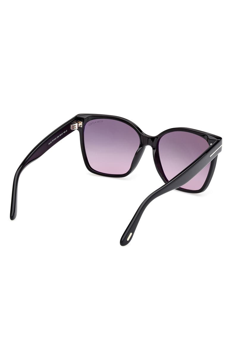 TOM FORD Iris 56mm Gradient Butterfly Sunglasses, Alternate, color, Black / Smoke To Purple Lens