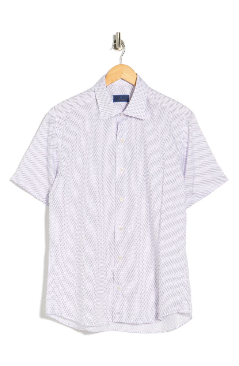 David Donahue Casual Short Sleeve Sport Shirt, Main, color, White/ Purple