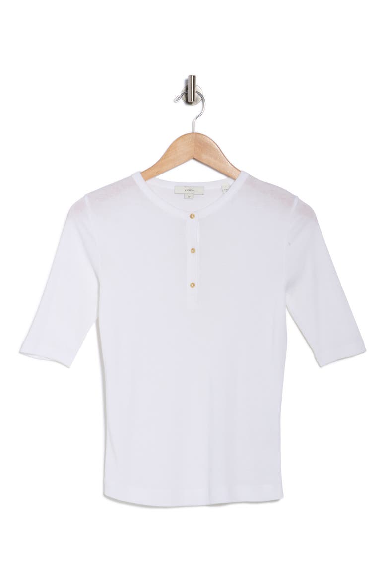 Elbow Sleeve Henley, Alternate, color, OPTIC WHITE