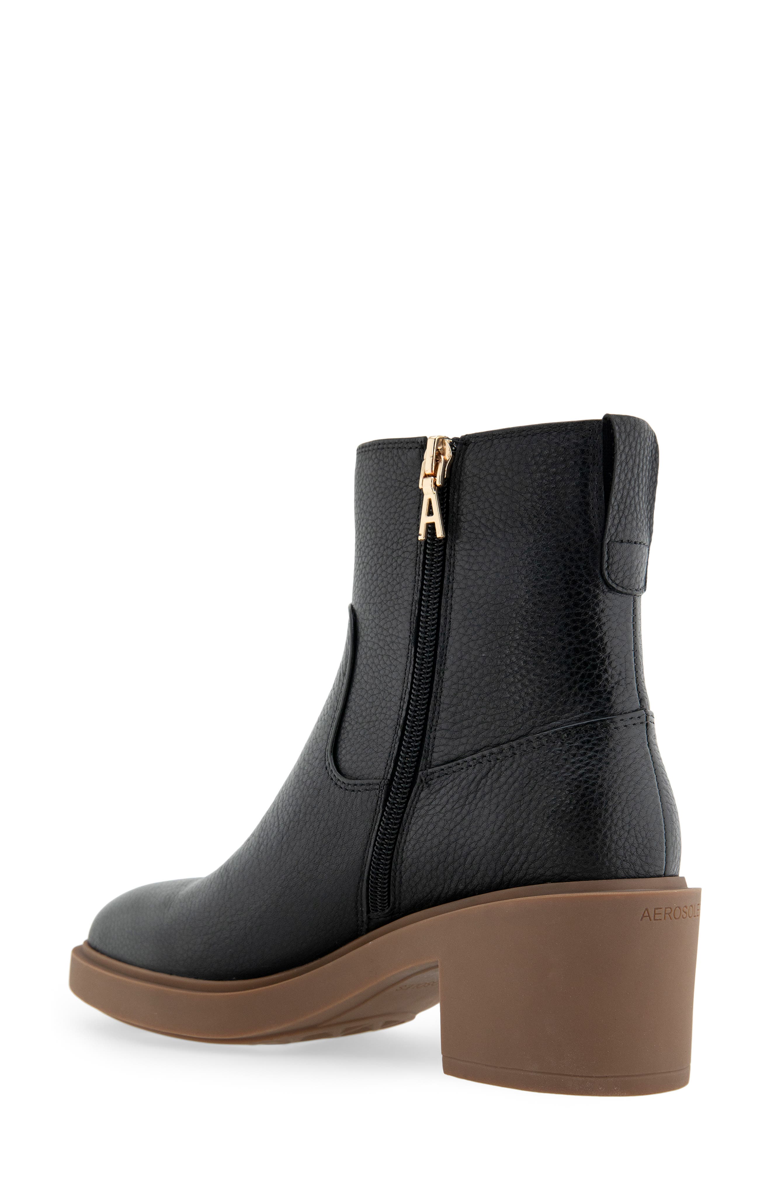 Aerosoles Garie Block Heel Bootie, Alternate, color, Black Pebbled Leather