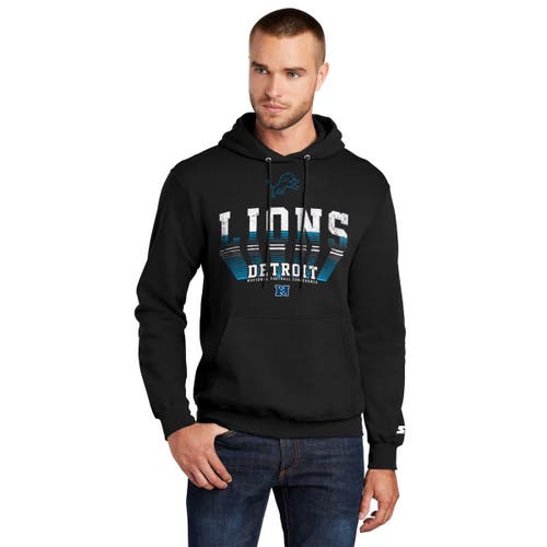 Starter Black Detroit Lions Retro Pullover Hoodie