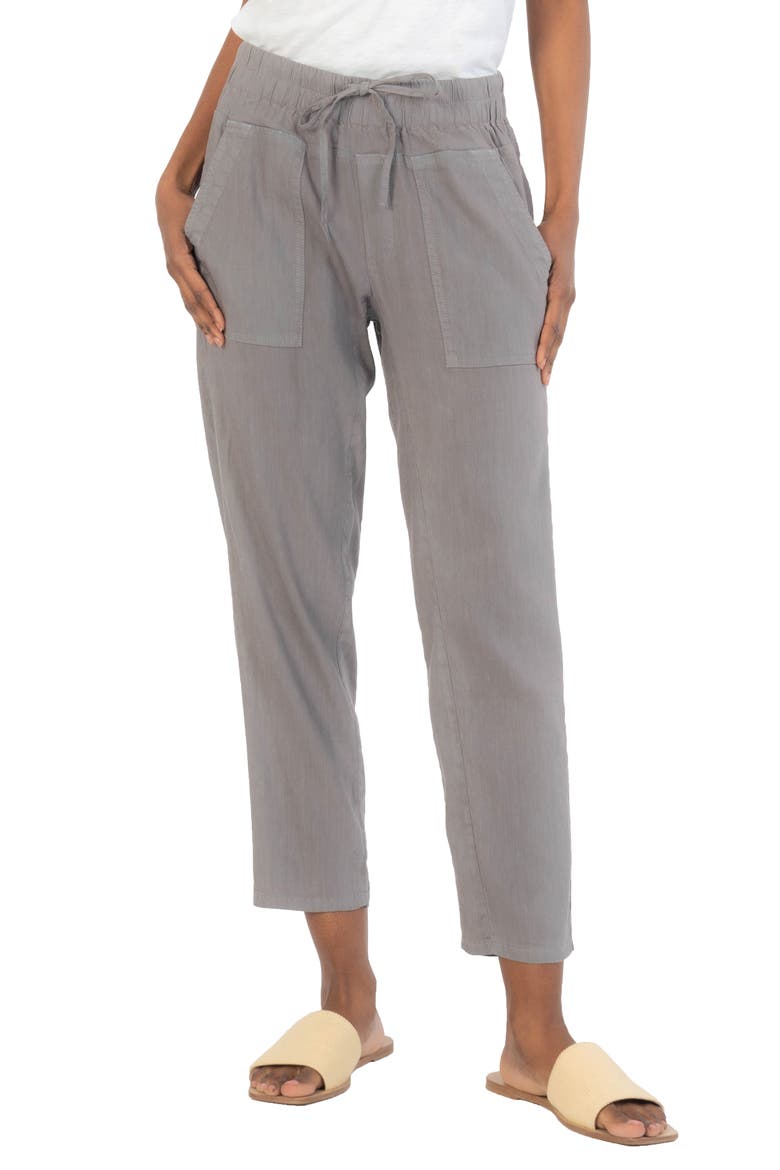Drawcord Waist Crop Pants, Main, color, GREY