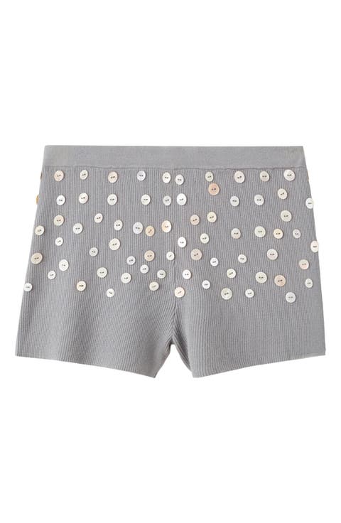 Decorative Button Knit Shorts