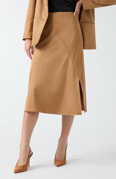 Jennie Faux Suede Midi Skirt