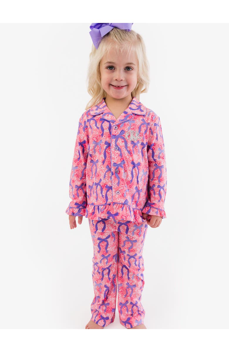 RuffleButts Ruffle Flare Pajama Set, Alternate, color, Bow Besties