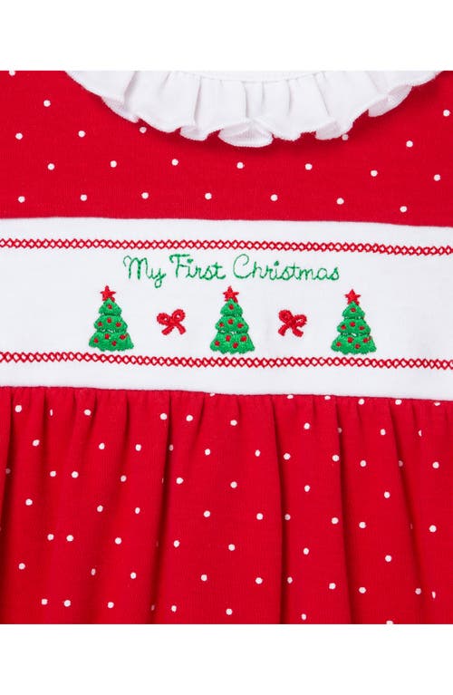 Little Me Dainty Trees Cotton Footie & Headband Set In Red
