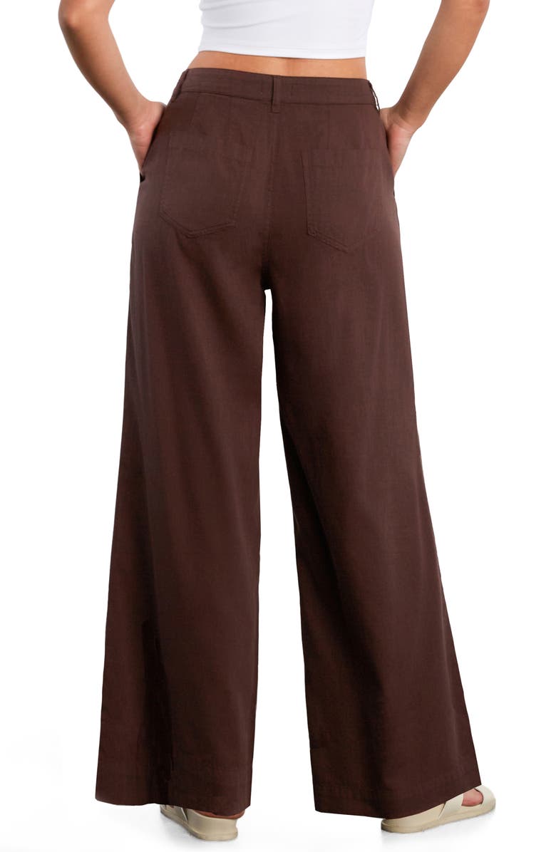 HINT OF BLU Chill Pleated Mid Rise Wide Leg Jeans, Alternate, color, Dark Chocolate