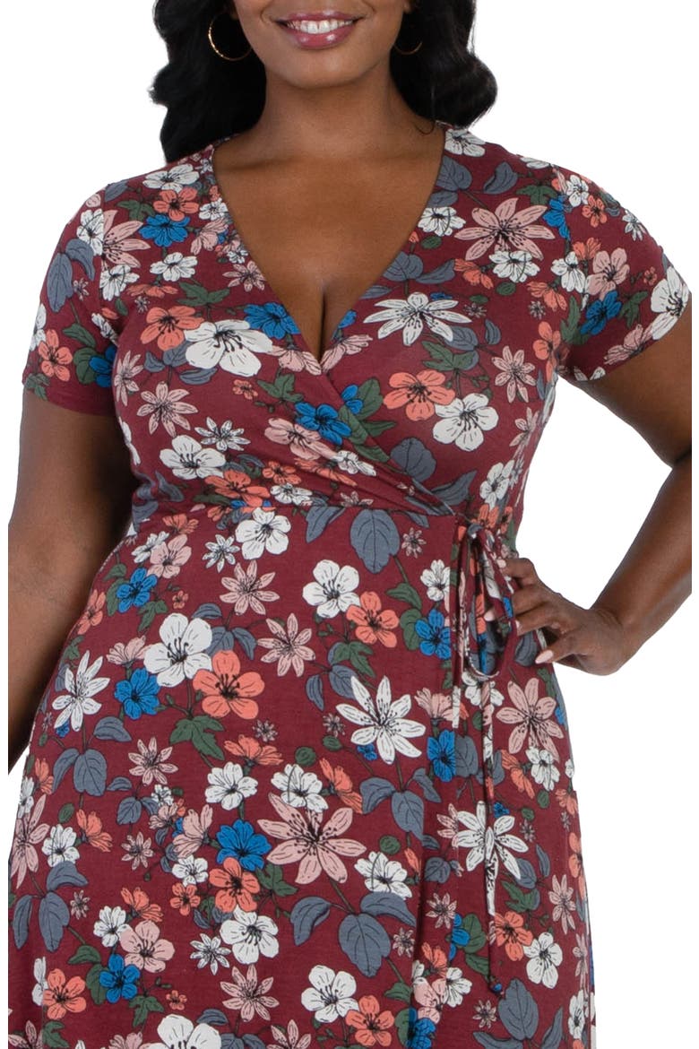 Farrah Wrap Dress, Alternate, color, WINE FLORAL PRINT