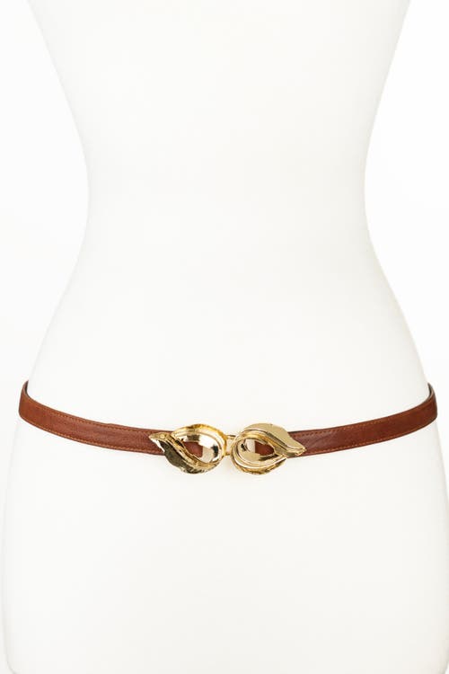 Raina Belts Lauren Leaf Buckle Leather Belt In Brown