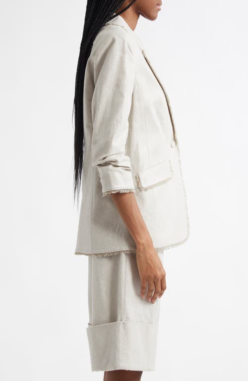 Cinq À Sept Kylie Metallic Linen & Cotton Blazer In Plaster