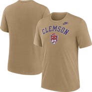 Nike Men's Nike Heather Light Brown Clemson Tigers Legacy Arch Tri-Blend T-Shirt