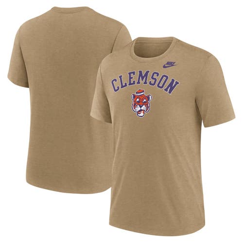 Nike Heather Light Brown Clemson Tigers Legacy Arch Tri-blend T-shirt In Brown