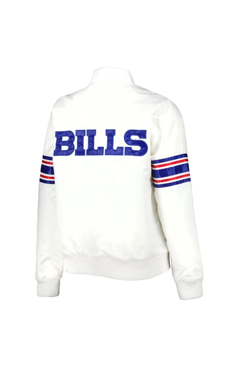STARTER Women's Starter White Buffalo Bills Line Up Satin Full-Snap Varsity Jacket, Alternate, color, White