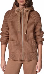 Donna Karan New York Mixed Media Down Fill Hooded Shirtjacket