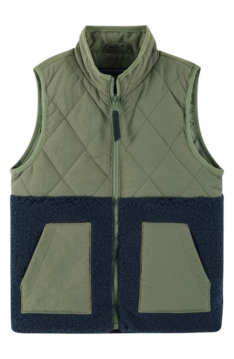 Andy & Evan Kids' Mixed Media Vest, Main, color, Green Sherpa