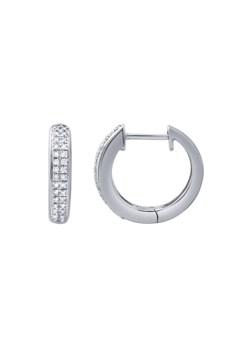 LuvMyJewelry Celaris 0.15 Ct 14K Gold Diamond Huggies, Main, color, 14K White Gold