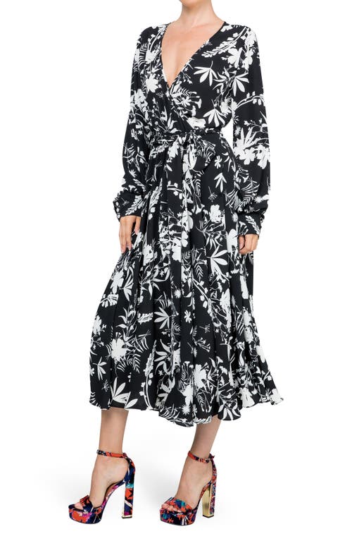 Meghan La Lilypad Surplice Long Sleeve Wrap Midi Dress