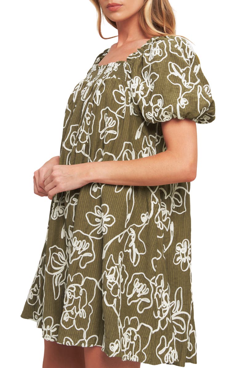 FLYING TOMATO Textured Floral Babydoll Minidress, Alternate, color, 