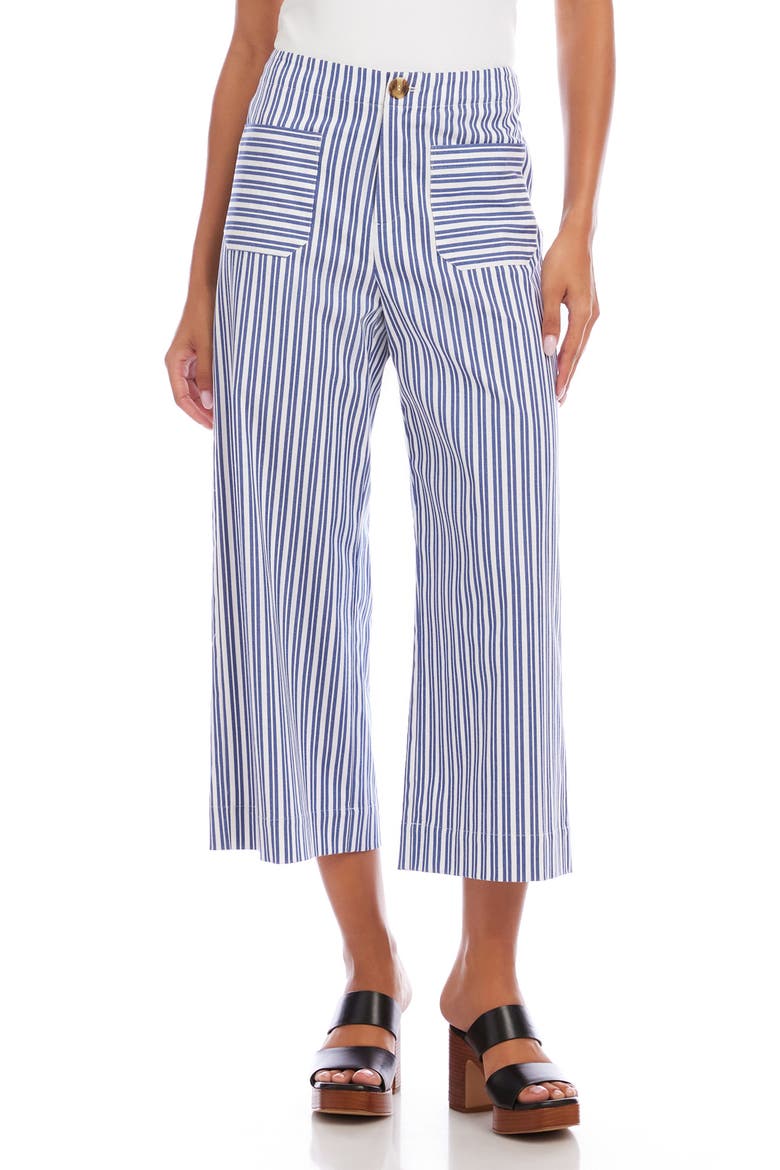 Stripe Crop Wide Leg Pants, Main, color, BLUE/WHITE