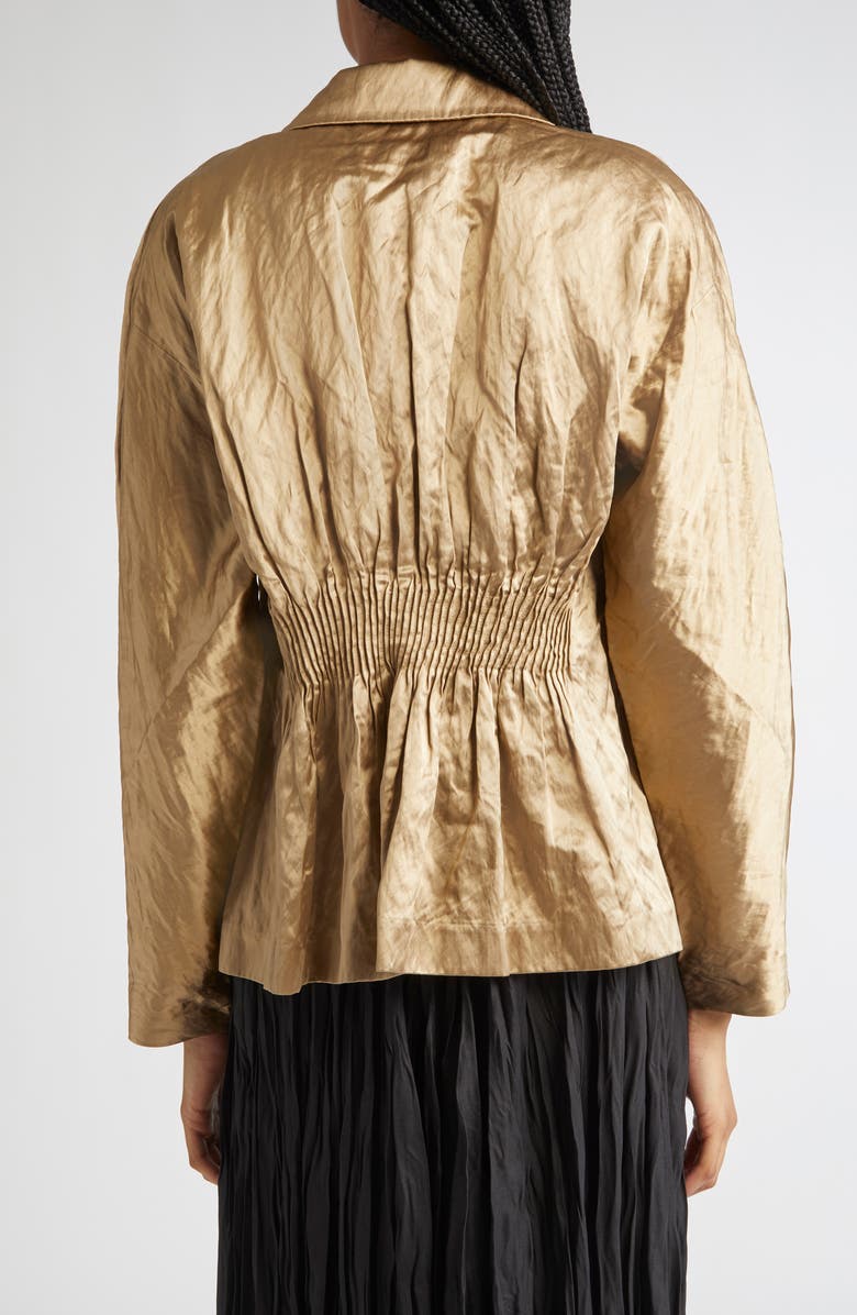 Lafayette 148 New York Pintuck Back Satin Jacket, Alternate, color, Clay
