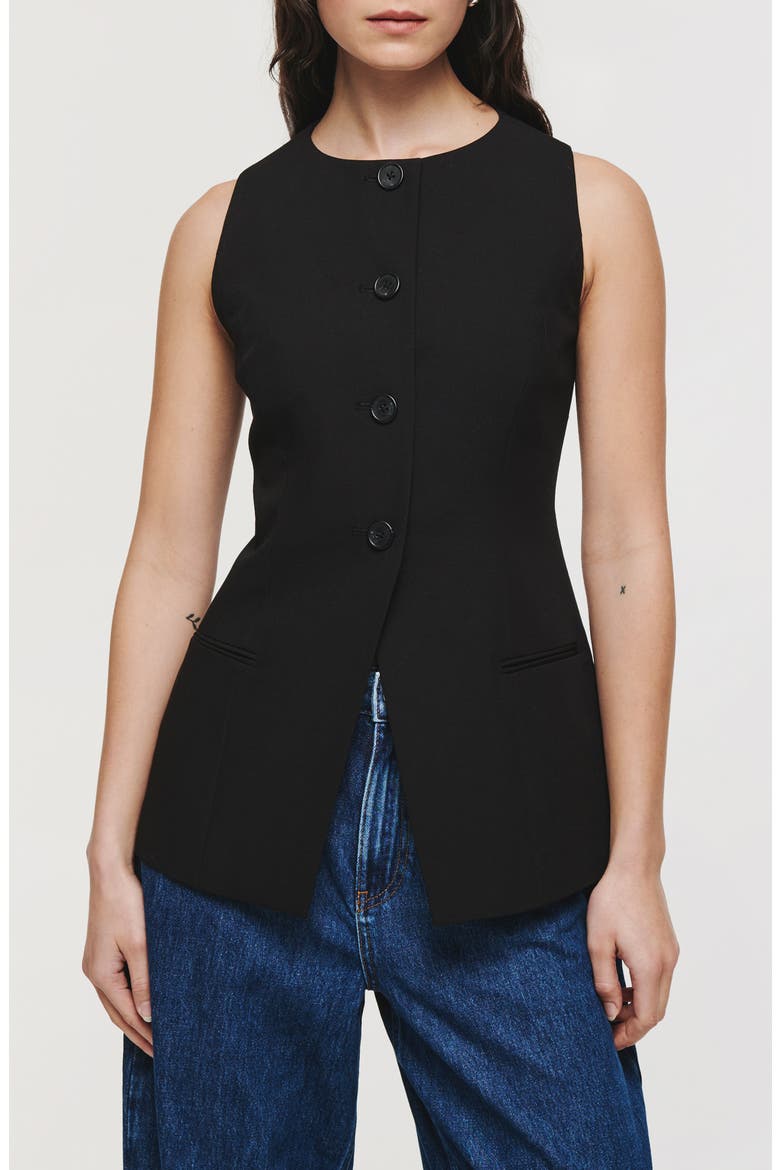 Leo Collarless Vest, Main, color, BLACK