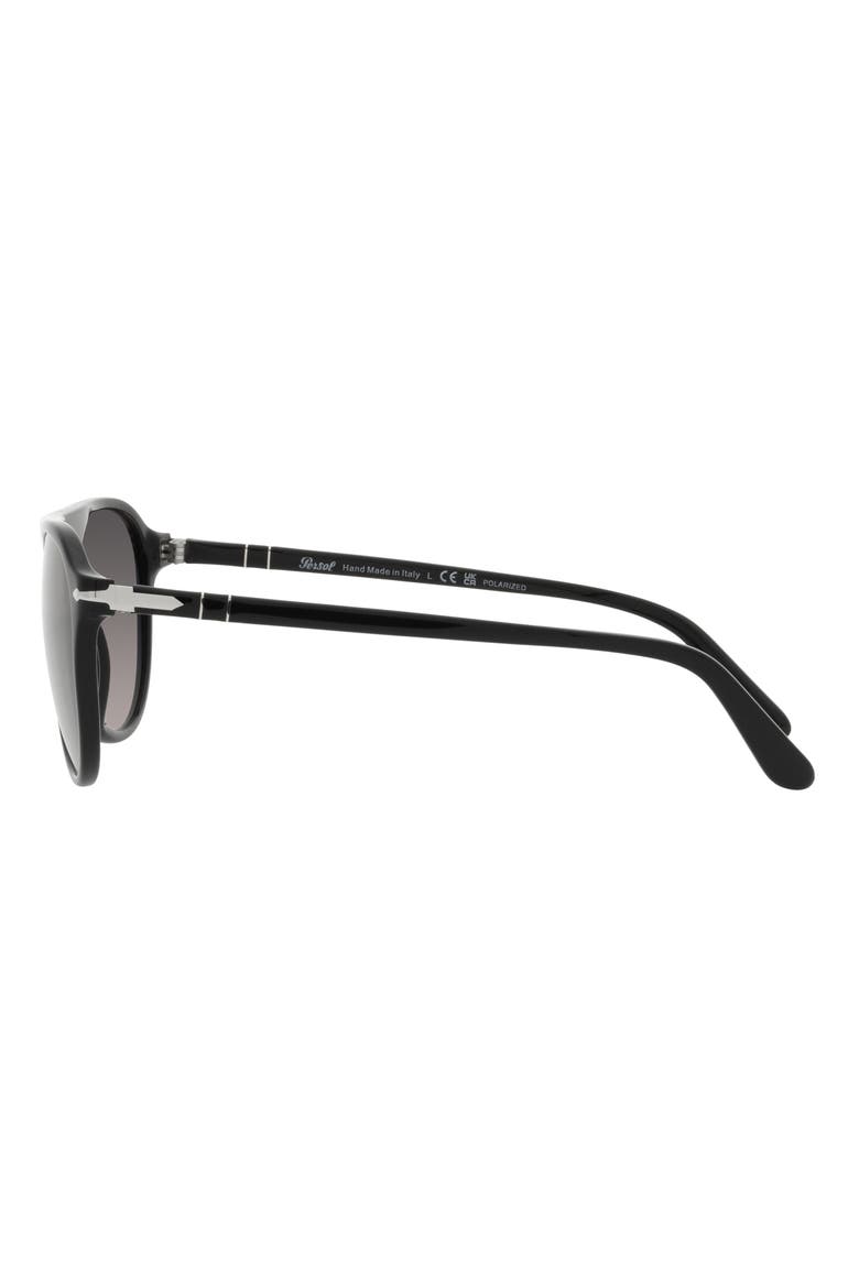 55mm Polarized Pilot Sunglasses, Alternate, color, BLACK